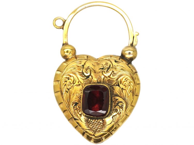 Regency 15ct Gold Padlock set with an Almandine Garnet