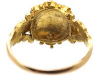 Regency 18ct Gold Emerald & Diamond Cluster Ring with Emerald Set Shoulders