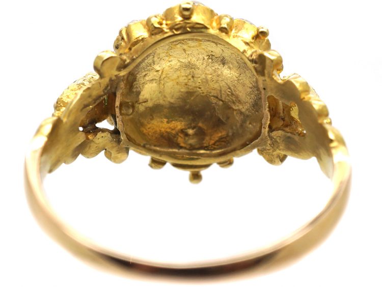 Regency 18ct Gold Emerald & Diamond Cluster Ring with Emerald Set Shoulders