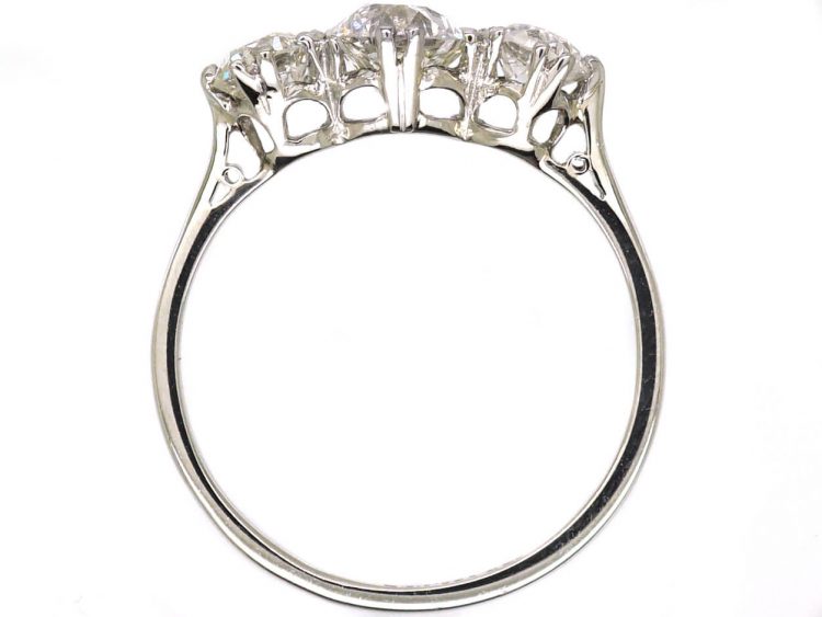Early 20th Century Platinum, Three Stone Old European Cut Diamond Ring