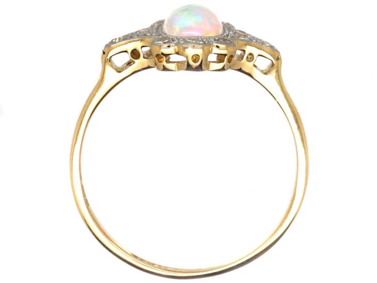 Edwardian 18ct Gold & Platinum, Opal & Diamond Ring