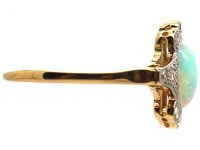 Edwardian 18ct Gold & Platinum, Opal & Diamond Ring