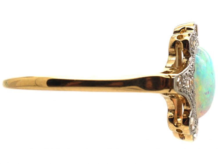 Edwardian 18ct Gold & Platinum, Opal & Diamond Ring