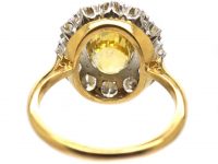Retro 18ct Gold & Platinum, Yellow Sapphire & Diamond Cluster Ring