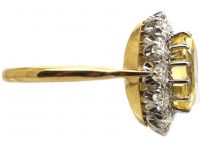 Retro 18ct Gold & Platinum, Yellow Sapphire & Diamond Cluster Ring