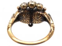 Georgian Double Heart Ring set with Garnets & Rose Diamonds