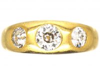Victorian Three Stone Diamond Rub Over Set Ring