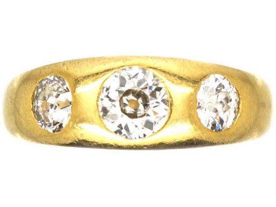 Victorian Three Stone Diamond Rub Over Set Ring
