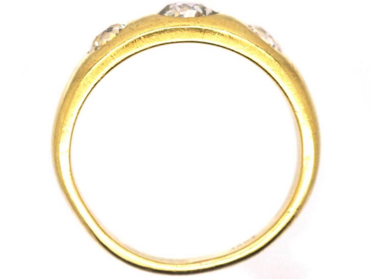 Victorian Three Stone Diamond Rub Over Set Ring