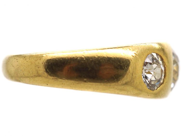 Victorian Three Stone Diamond Rub Over Set Ring