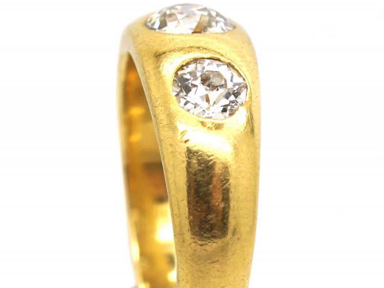 Victorian Three Stone Diamond Rub Over Set Ring