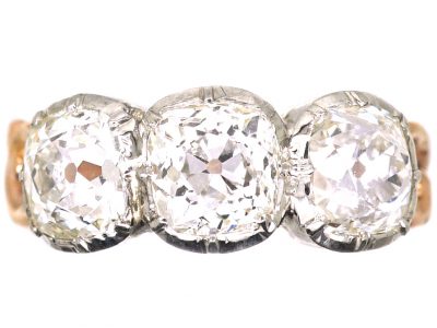 Georgian Three Stone Old Mine Cut Diamond Ring
