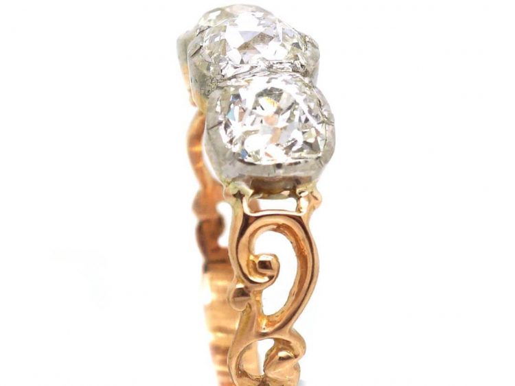 Georgian Three Stone Old Mine Cut Diamond Ring