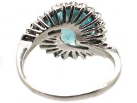 1950s 18ct White Gold Swirl Ring set with a Zircon & Diamonds