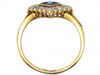 Art Deco 18ct Gold & Platinum Diamond Shaped Ring set with a Sapphire & Diamonds