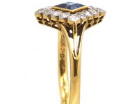 Art Deco 18ct Gold & Platinum Diamond Shaped Ring set with a Sapphire & Diamonds