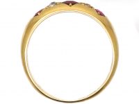 Victorian 18ct Gold Three Stone Ruby Ring with Diamonds In Between