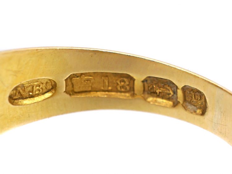 Victorian 18ct Gold Three Stone Ruby Ring with Diamonds In Between