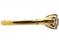 Victorian 18ct Gold Three Stone Diamond Carved Half Hoop Ring