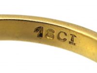 Victorian 18ct Gold Three Stone Diamond Carved Half Hoop Ring