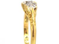 Victorian 18ct Gold Three Stone Diamond Carved Half Hoop Ring