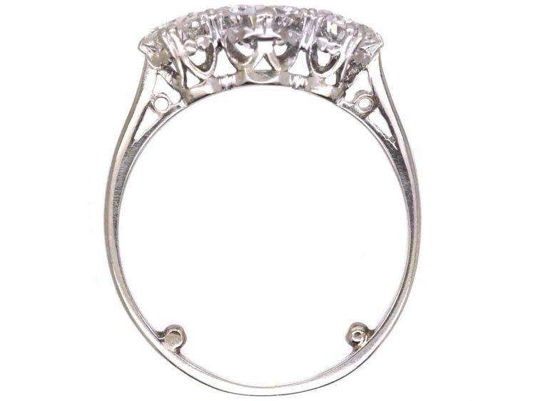 Art Deco Vintage Platinum, Three Stone Diamond Ring