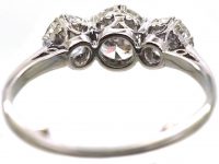 Art Deco Vintage Platinum, Three Stone Diamond Ring