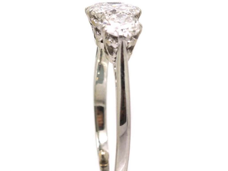 Art Deco Vintage Platinum, Three Stone Diamond Ring