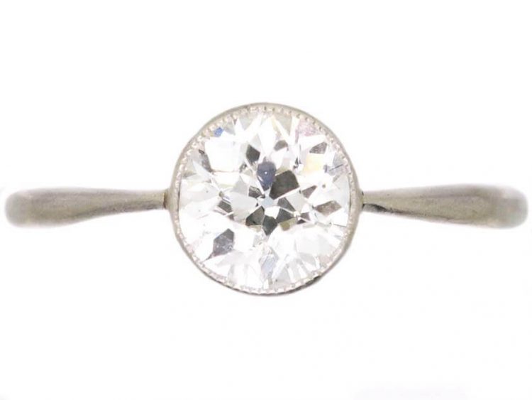Art Deco Platinum & Old European Cut Diamond Solitaire Ring