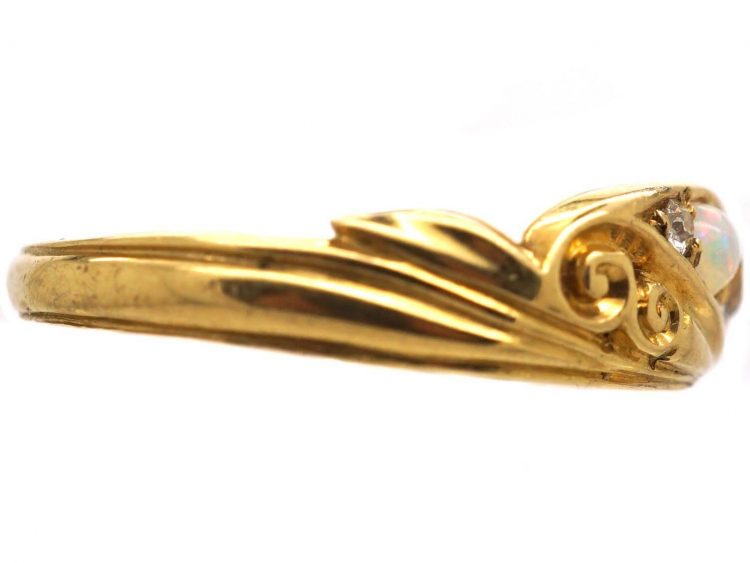 Victorian 18ct Gold, Opal & Diamond Twist Ring