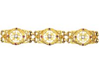 French 18ct Gold Belle Epoque Bracelet set with Rubies & Diamonds