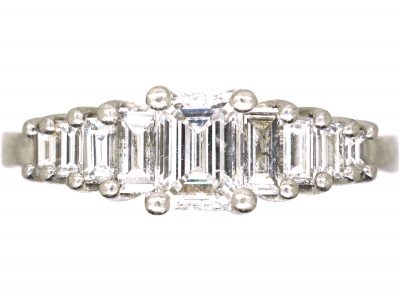 Platinum Nine Stone Baguette Diamond Ring