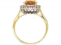 1950s 18ct Gold, Citrine & Diamond Oval Cluster Ring