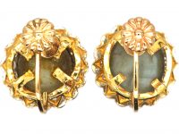 Early 20th Century 18ct Gold, Cats Eye Chrysoberyl & Diamond Cluster Earrings