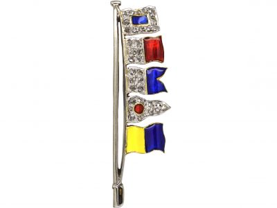 Edwardian 15ct Gold & Platinum Naval Flag Brooch