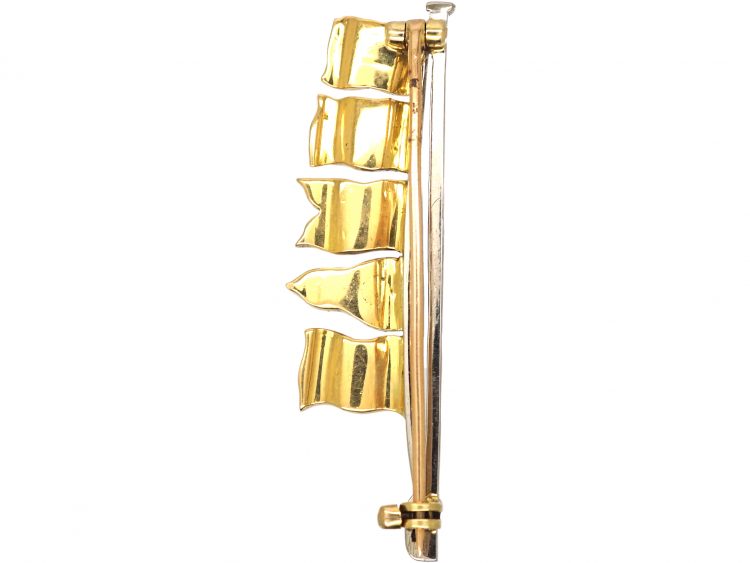Edwardian 15ct Gold & Platinum Naval Flag Brooch