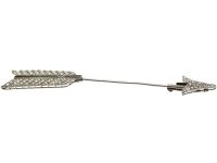 Large Art Deco French Platinum Arrow Brooch set with Onyx & Rose Diamonds
