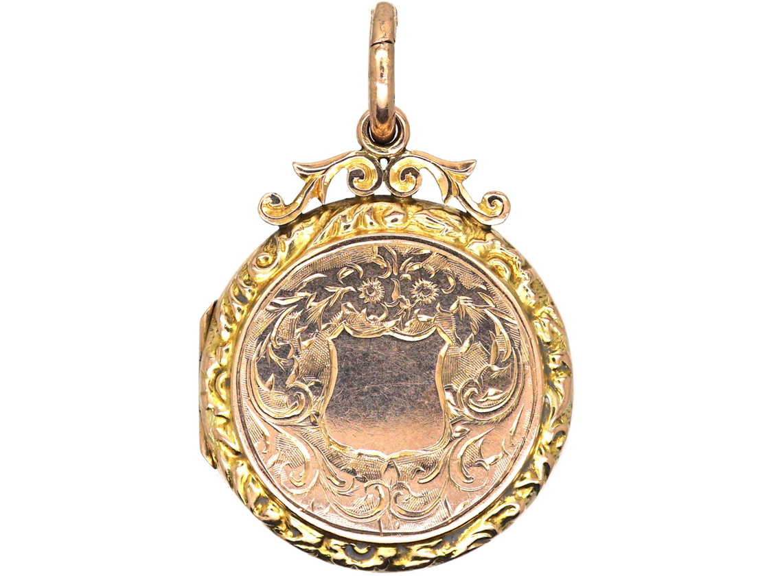 Edwardian 9ct Back & Front Round Locket with Engraved Detail (579U ...