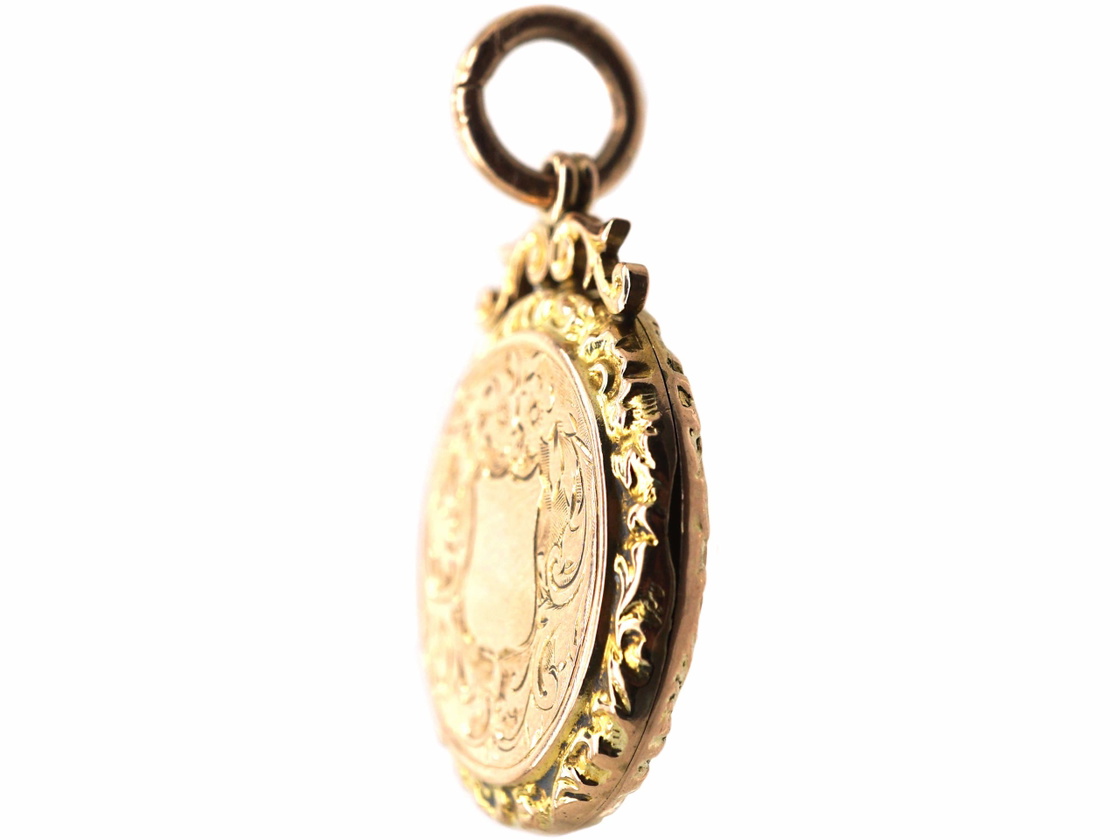 Edwardian 9ct Back & Front Round Locket with Engraved Detail (579U ...