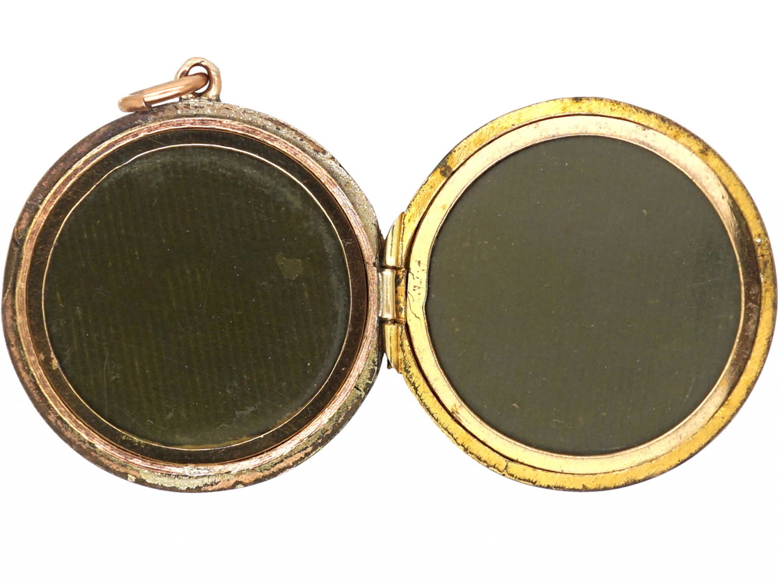 Edwardian 9ct Back & Front Round Locket with Swallow Motif (578U) | The ...