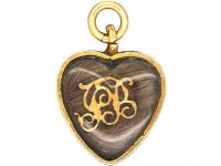 Early Victorian 15ct Gold & Blue Enamel Heart Pendant