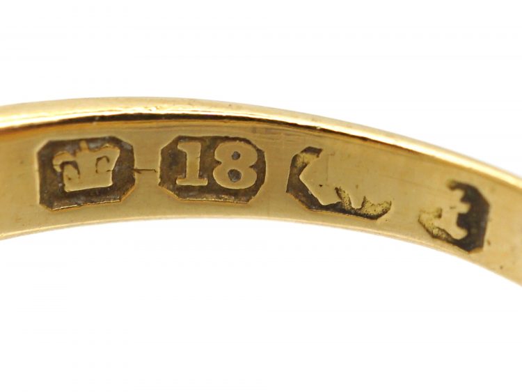 Victorian 18ct Gold, Sapphire & Diamond Three Stone Ring with Line Detail