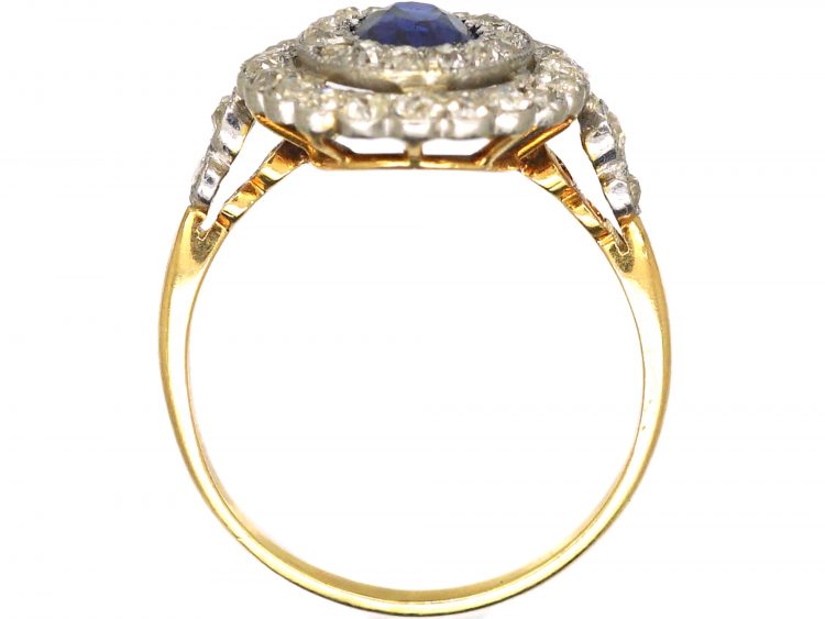 Early 20th Century Sapphire & Diamond Oval Cluster Ring