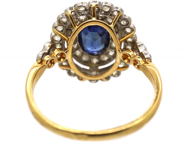 Early 20th Century Sapphire & Diamond Oval Cluster Ring