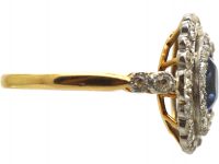 Early 20th Century Sapphire & Diamond Oval Cluster Ring