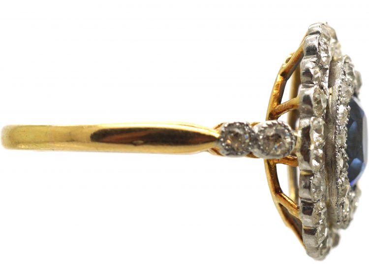 Early 20th Century Sapphire & Diamond Oval Cluster Ring