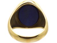 Early 20th Century Signet Ring with a Lapis Intaglio of Horses & Shield