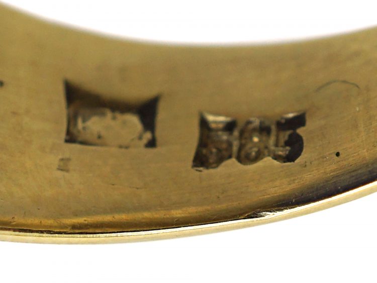 Early 20th Century Signet Ring with a Lapis Intaglio of Horses & Shield