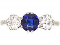18ct White Gold, Sapphire & Diamond Three Stone Ring