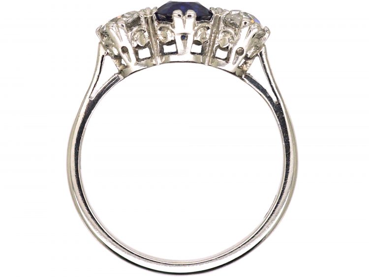 18ct White Gold, Sapphire & Diamond Three Stone Ring